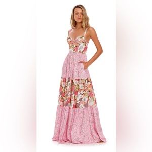 Beautiful Agua Bendita Alani Java Floral Mix Media Maxi Dress. Brand new w/ tags